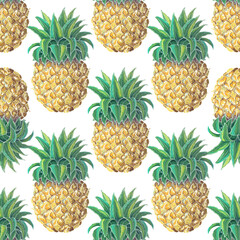 Vector seamless pattern with hand drawn pineapples illustrations
