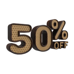 50% off sale with 3d render label