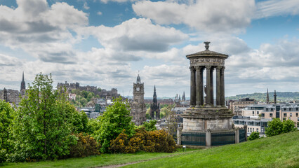 Edinburgh from Calton Hill, showing the castle, the Scott Monument and Princes Street.