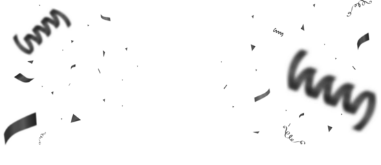 PNG Black confetti and ribbon, serpentine ribbons isolated on transparent PNG background.