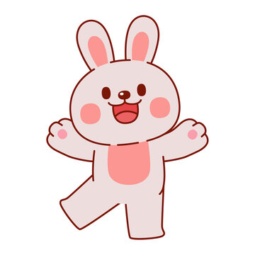Cute Rabbit With Happy Face ,Illustration, Transparent