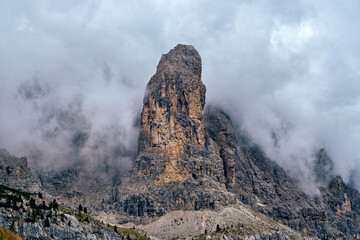 Fantastic panoramic view of the Dolomites mountains in exceptional light and cloud conditions, South Tyrol, Italy