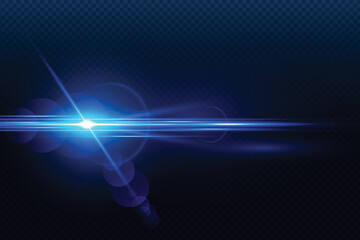 Blue transparent light lens flares streaks