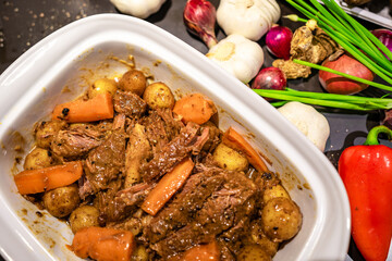 Delicious homemade slow cooked beef pot roast
