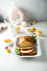 Homemade Easter cake with orange marmalade