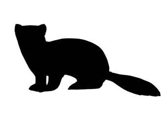 Silhouette of sable isolated on white background 