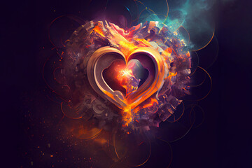 heart symbol of love, postcard for Valentine's day. Generative Ai