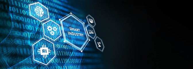 Smart industry 4.0 manufacturing technology concept. 3d illustration