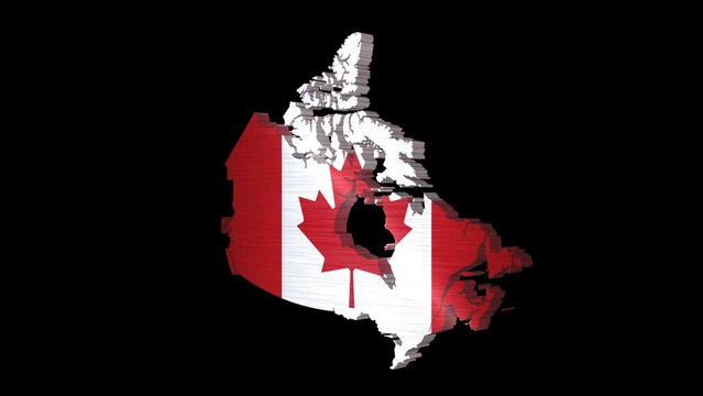 Lgbt flag.3d animation of the Canada map rotating,isolated by the alpha channel(transparent background).One side of the map with canadian flag and the other with lgbt flag.Lgbtq Canada