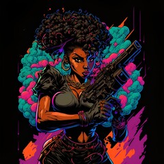 Radiant and Resilient: An 80s Anime-Style Illustration of a Black Woman A.I Generated Art