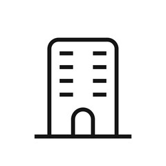 Office building line icon isolated on white background. Black flat thin icon on modern outline style. Linear symbol and editable stroke. Simple and pixel perfect stroke vector illustration.
