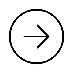 Arrow next circle icon line isolated on white background. Black flat thin icon on modern outline style. Linear symbol and editable stroke. Simple and pixel perfect stroke vector illustration.