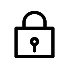 Lock icon line isolated on white background. Black flat thin icon on modern outline style. Linear symbol and editable stroke. Simple and pixel perfect stroke vector illustration.