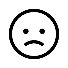 Sad face icon line isolated on white background. Black flat thin icon on modern outline style. Linear symbol and editable stroke. Simple and pixel perfect stroke vector illustration.