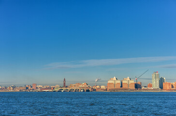 Fototapeta na wymiar Cityscape with New York. Hudson River in Foreground. NYC, USA.