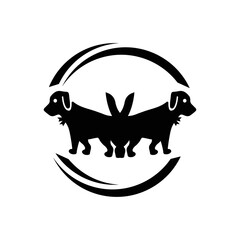 Circle dog animal vector logo design . icon logo . silhouette logo 