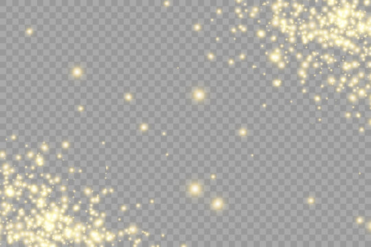 The light star dust sparks glowing on a transparent background. PNG Stock royalty free vector illustration