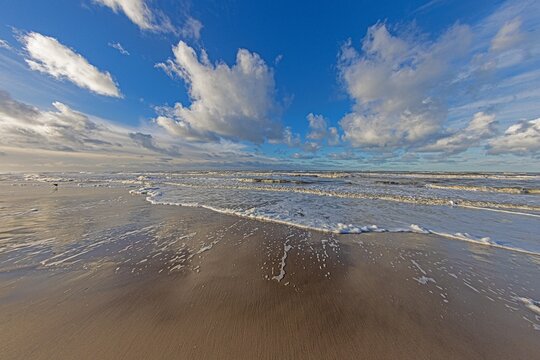 Winter image of a North Sea beach near Vejers in Denmark