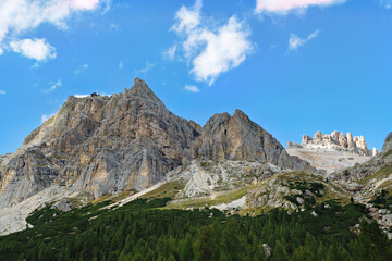Fantastic panoramic view of the Dolomites mountains in exceptional light and cloud conditions, South Tyrol, Italy