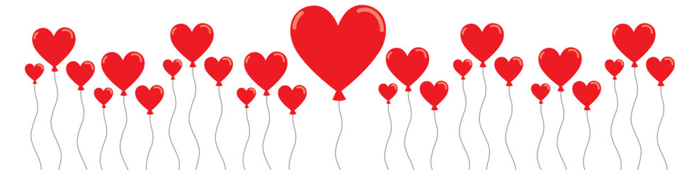 Corazones rojos de diferentes tamaños. Icono vector