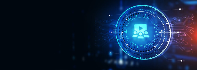 Business, Technology, Internet and network concept. Webinar e-learning. Training concept. 3d illustration