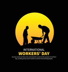 Labor Day poster template, International Workers' Day, celebration, background, concept, Vector illustration, vector, greeting card, social media post, banner, poster, flyer, typography design