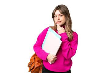 Fototapeta premium Young student girl over isolated chroma key background thinking