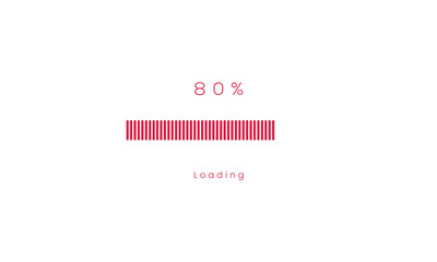 80 percent uploading Progress bar, red Loading and processing menu bar design.