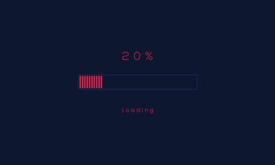 20 percent uploading Progress bar, red Loading and processing menu bar design.
