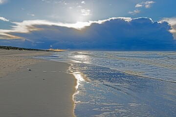 Winter image of a North Sea beach near Vejers at sunset