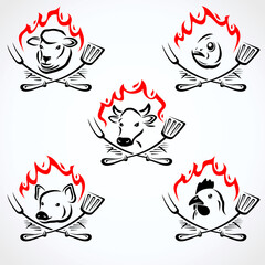 Grill elements set. Collection icon grill. Vector