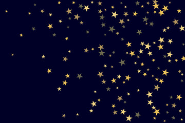 Star confetti. Gold casual confetti background. Bright design pattern.