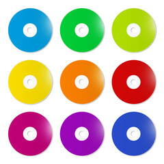 Colorful rainbow CD - DVD range on transparent background