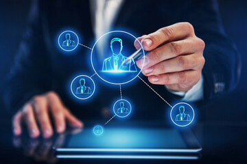 Social Media Communication Network Internet Business Technology Concept. Recruiting or building team for business project