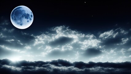 Fototapeta na wymiar Overcast full moon night.