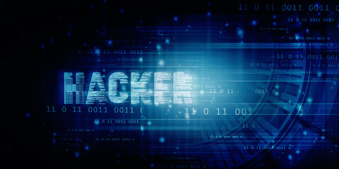 2d illustration cyber crime and internet privacy hacking.Network security,cyber attack,computer virus,ransomware and malware concept