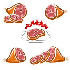 Meat food set. Collection icon meat. Vector