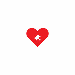 red heart puzzle with missing piece jigsaw