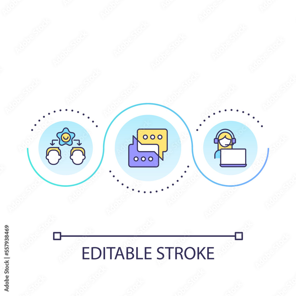 Poster effective communication in call center loop concept icon. professional customer service abstract ide