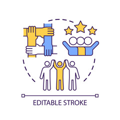 Successful cooperation concept icon. Support service. Teambuilding methods for business abstract idea thin line illustration. Isolated outline drawing. Editable stroke. Arial font used