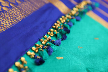 Indian Traditional Silk Saree with pallu knots	
