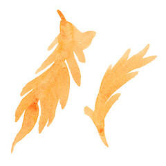 Watercolor hand-drawn autumn leaves and branches. Creative illustration