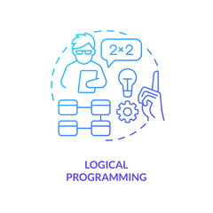 Logical programming blue gradient concept icon. Coding paradigm type abstract idea thin line illustration. Mathematical logic. Facts and rules. Isolated outline drawing. Myriad Pro-Bold font used