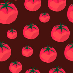 Seamless pattern with tomato. Organic vegetable wallpaper.