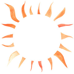 round frame made of stylized orange sunlight