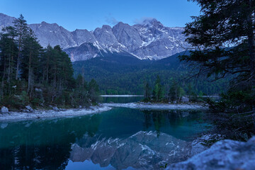 Eibsee bei Nacht, Grainau, Bayern, Deutschland