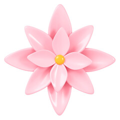 3D rendering. Pink flower isolated on background