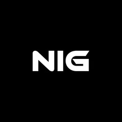 NIG letter logo design with black background in illustrator, vector logo modern alphabet font overlap style. calligraphy designs for logo, Poster, Invitation, etc.