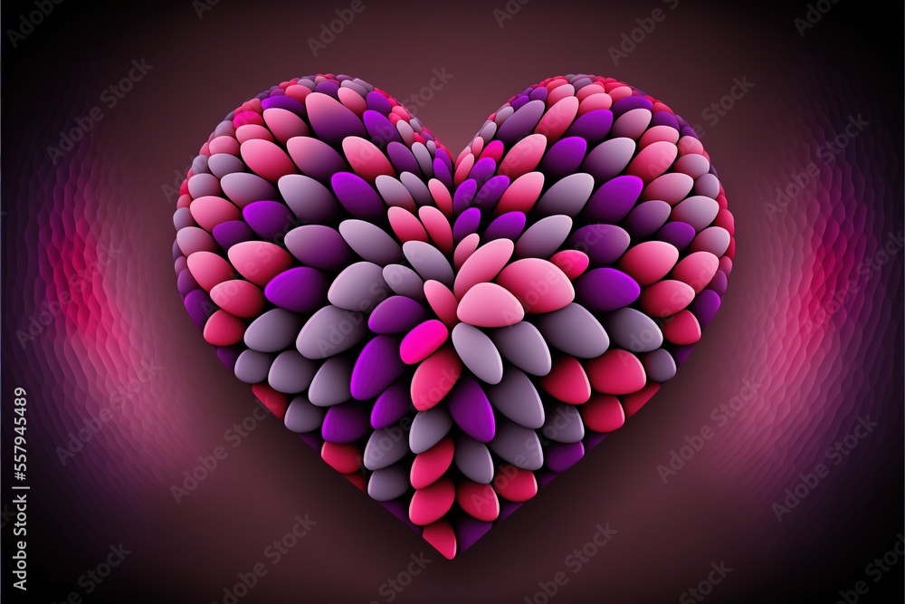 Poster a heart shaped object with many petals on a dark background with a pink and purple background and a 