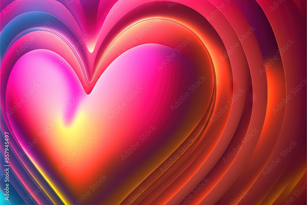 Poster a colorful heart shaped background with a blue and pink background and a red and blue background wit